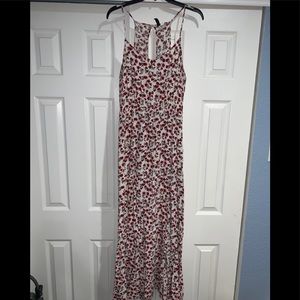 Divided: red floral maxi dress